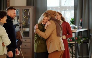 family gathering and hugging