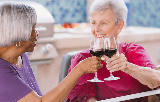 DSC_1744 Residents of Tuscan Hills Assisted Living in Escondido arranging enjoying wine
